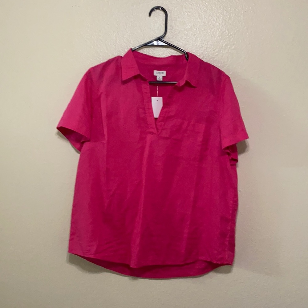 J. Crew hot pink cotton top.